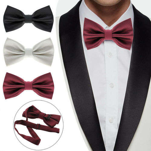 (A SET OF 4)Men's Fashion Tuxedo Satin Plain Solid Color Adjustable Wedding Bowtie Bow Tie
