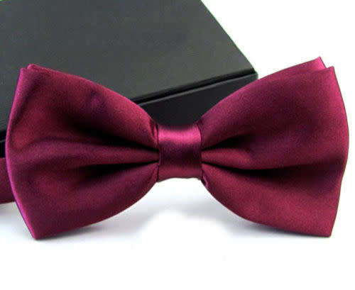 (A SET OF 4)Men's Fashion Tuxedo Satin Plain Solid Color Adjustable Wedding Bowtie Bow Tie