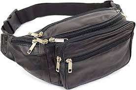 (FREE SHIPPING)  Waist Packs Bags Genuine Leather Casual Belt ZipperPhone Money Pouch Leather(Black)