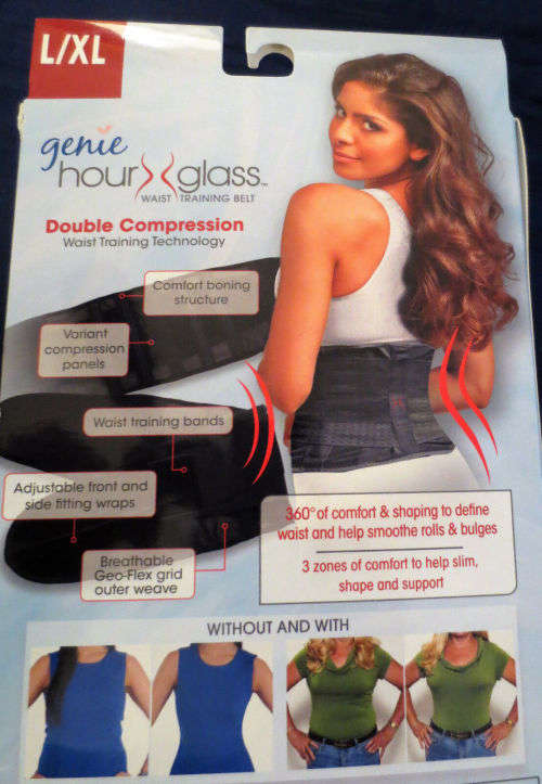 GENIE HOUR GLASS WAIST TRAINING BELT BLACK -NEW-LOOK 2 SIZES SLIMMER INSTANTLY-S/M or L/XL