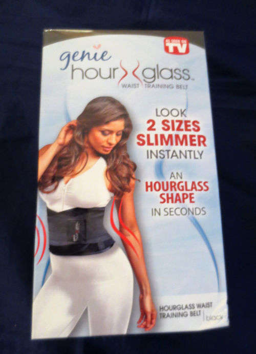 GENIE HOUR GLASS WAIST TRAINING BELT BLACK -NEW-LOOK 2 SIZES SLIMMER INSTANTLY-S/M or L/XL