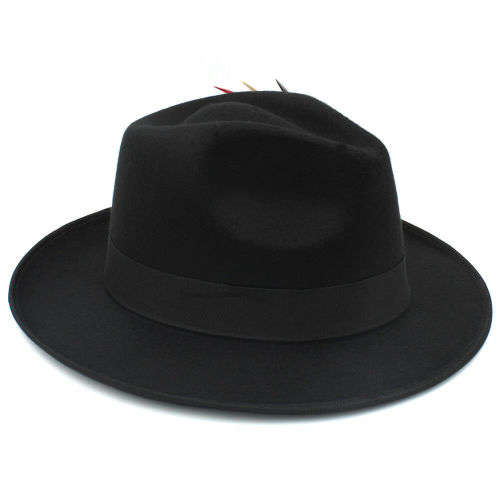 Panama Fedora Cool formal Hardfelt summer spring sunhat(Black)