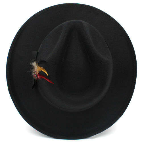 Panama Fedora Cool formal Hardfelt summer spring sunhat(Black)