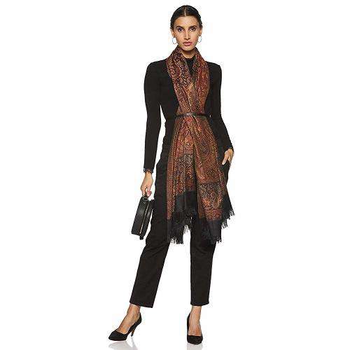 (FREE DELIVERY) Acrylic woven Silky Reversible Soft Paisley Pashmina Shawl Wrap Scarf W/Fringes