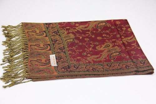 (FREE DELIVERY) Acrylic woven Silky Reversible Soft Paisley Pashmina Shawl Wrap Scarf W/Fringes