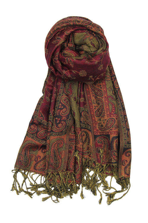 (FREE DELIVERY) Acrylic woven Silky Reversible Soft Paisley Pashmina Shawl Wrap Scarf W/Fringes