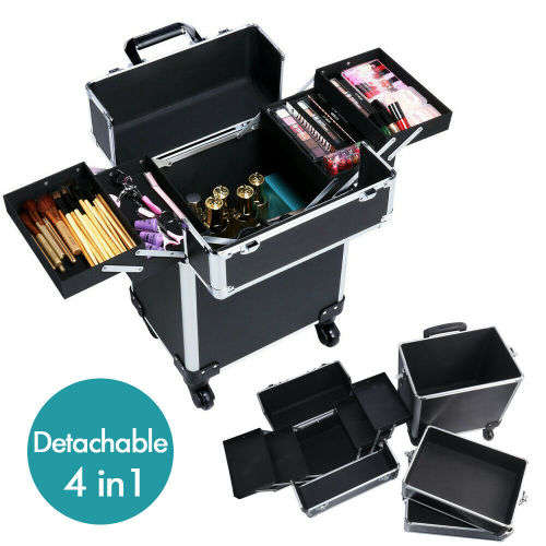 Toiletry cosmetics Makeup bag travel 4 in 1  Trolley Portable Professional Cosmetic Travel Org