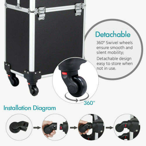 Toiletry cosmetics Makeup bag travel 4 in 1  Trolley Portable Professional Cosmetic Travel Org