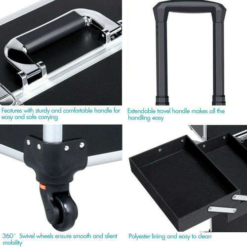 Toiletry cosmetics Makeup bag travel 4 in 1  Trolley Portable Professional Cosmetic Travel Org