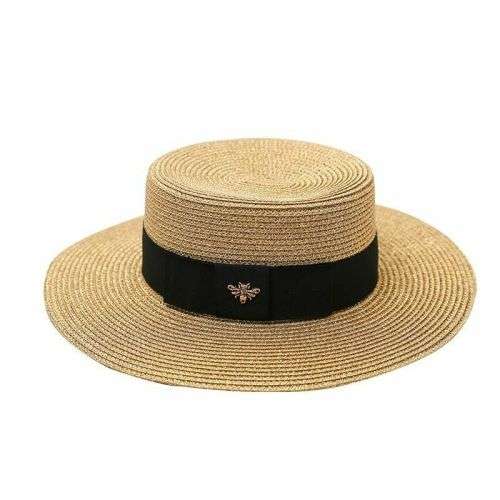 (FREE SHIPPING) Summer Women's Bling Golden Fashion Straw Hat Solid Pattern For Adult women
