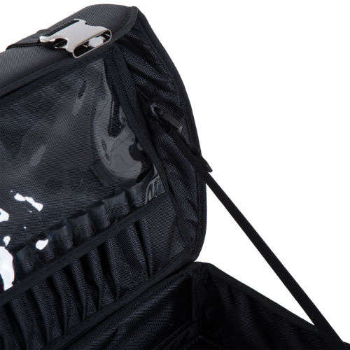 Make-up Travel Vanity Case Trolley Wheels Roll Cosmetic 2-in-1 Black