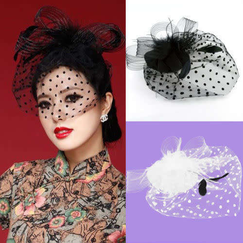 Women Fascinator Hot Hair Clip Hat Feather Veil Fashion Handcraft Mesh Net