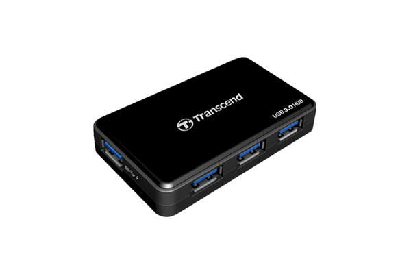 Transcend 4-port USB3.0 Hub - Powered via USB port or power adapter (included)