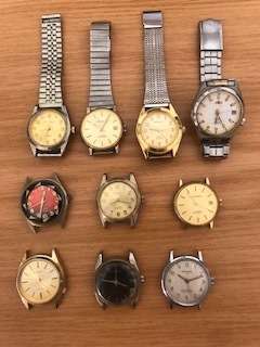 Ten watches for sale (winding). Very unusual lot. See pictures as part of the description