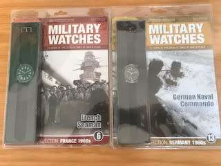 TWO COLLECTABLE MILITARY REPLICA WATCHES-FRENCH SEAMAN AND GERMAN NAVAL COMMANDO-UNOPENED