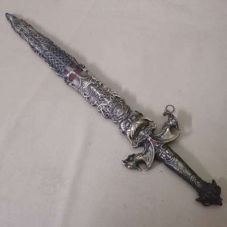 AMAZING, HIGHLY DETAILED, ORNATELY DECORATED (WORK OF ART) REPLICA, MEDIEVAL SWORD-SEE PICTURES