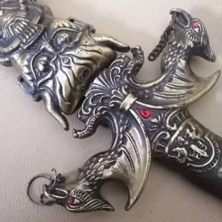 AMAZING, HIGHLY DETAILED, ORNATELY DECORATED (WORK OF ART) REPLICA, MEDIEVAL SWORD-SEE PICTURES