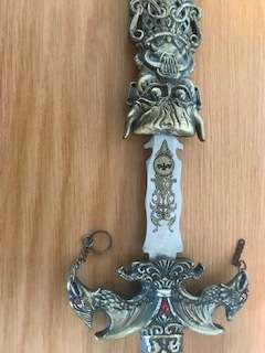 AMAZING, HIGHLY DETAILED, ORNATELY DECORATED (WORK OF ART) REPLICA, MEDIEVAL SWORD-SEE PICTURES