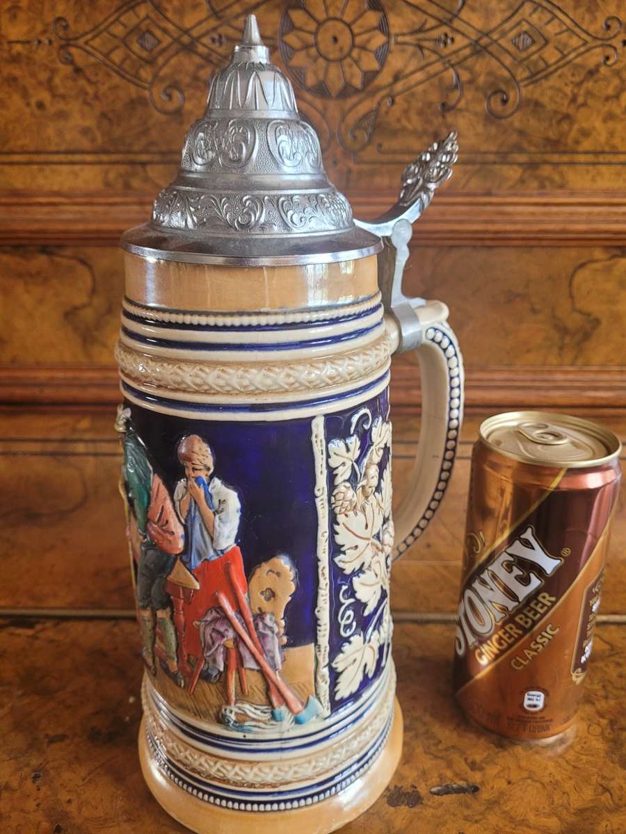 Immaculate. Rebensaft Lebenskraft. German porcelain-very collectable beer tankard large. 28cm tall.