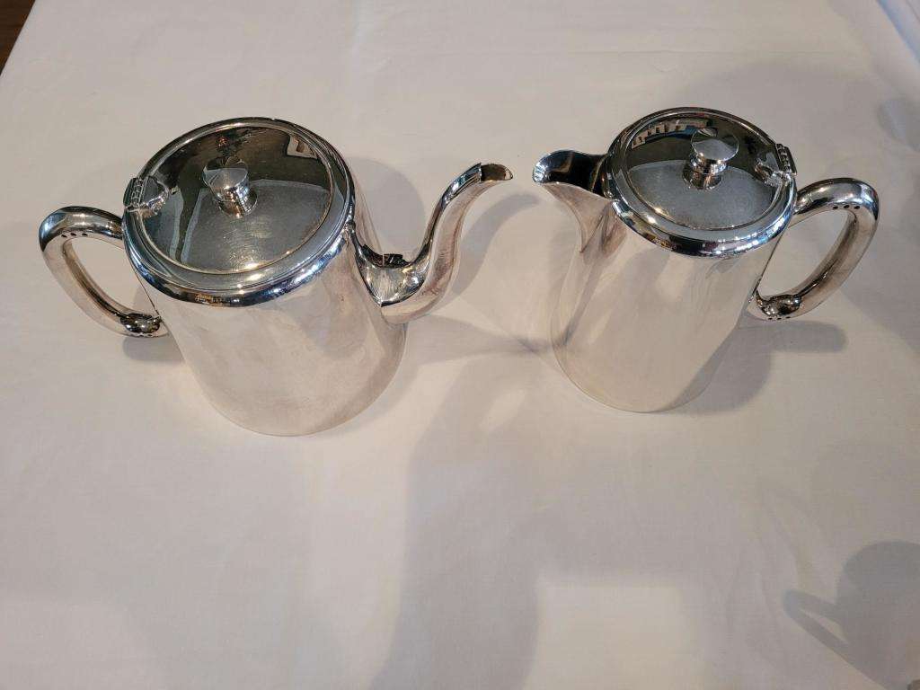 Hotel tea and coffee serving set-silver plated four piece set. Shiny and worthy of occasions