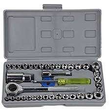 40 Piece Socket Set - 1/4" & 3/8" Drive S.A.E. and Metric Size Combination Socket Wrench Set