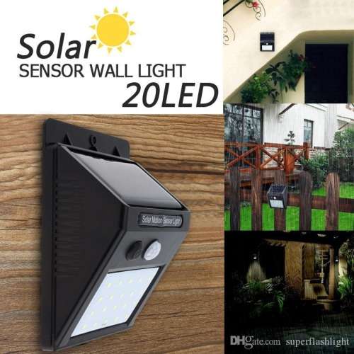 BRIGHT - 20 LED SOLAR POWERED  MOTION SENSOR WALL LIGHT