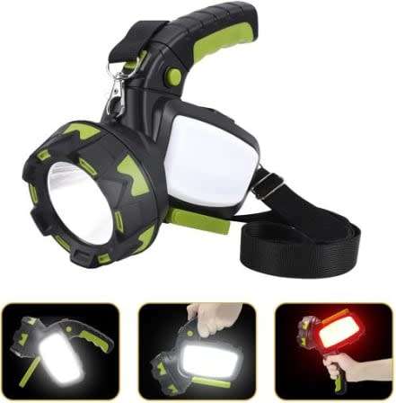 Long Shoot Strong LED Spotlight With Sidelight Multifunctional Outdoor Handheld Searchlight Powerful