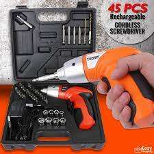 45Pcs 4.8V Rechargeable Electric Cordless Screwdriver Drill Set