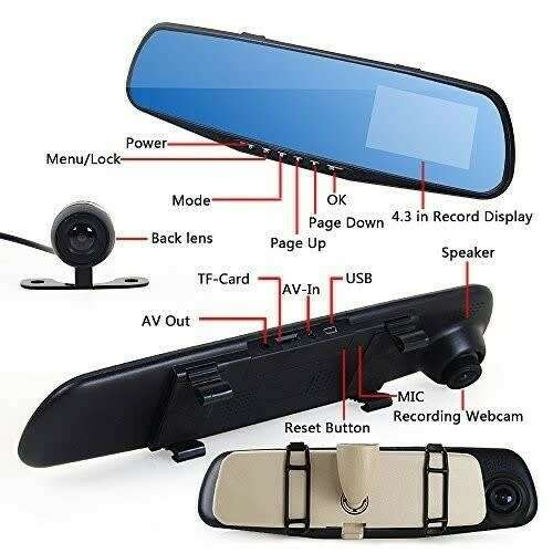 4.3" Full HD 1080 Vehicle Blackbox DVR G Sensor DUAL CAMERA
