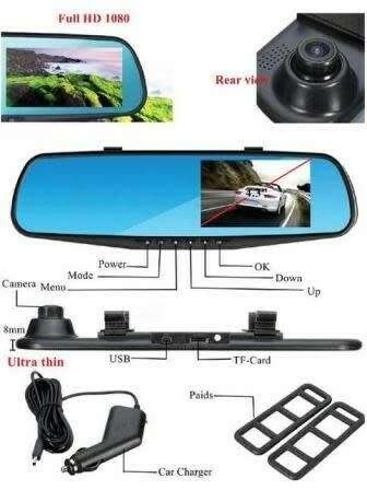 4.3" Full HD 1080 Vehicle Blackbox DVR G Sensor DUAL CAMERA