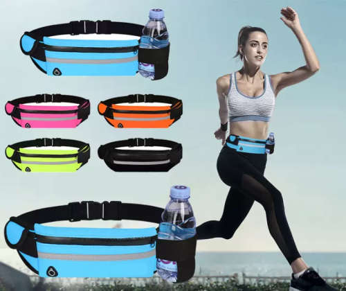 Sports Waist Belt / Bag - Bottle Holder, Phone Holder Including Earphone Connection Opening