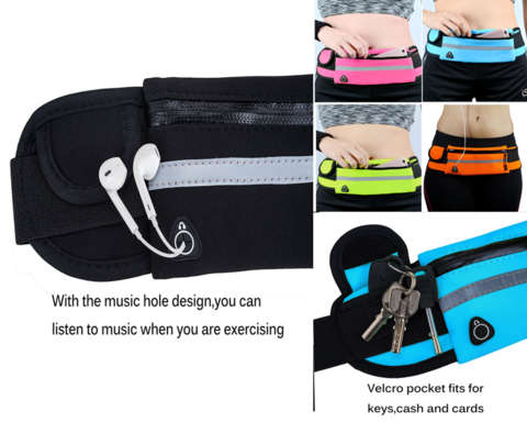 Sports Waist Belt / Bag - Bottle Holder, Phone Holder Including Earphone Connection Opening