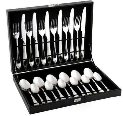Elegant 24pc Stainless Cutlery sets with wooden storage box. Superior Quality!!!