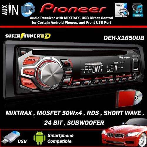 New Pioneer DEH-X1650UB CD MP3 MIXTRAX Aux In Car Stereo Player
