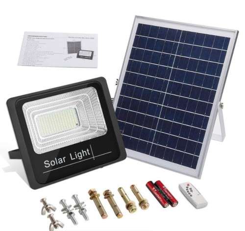 100W Solar Flood Light with Panel and remote included