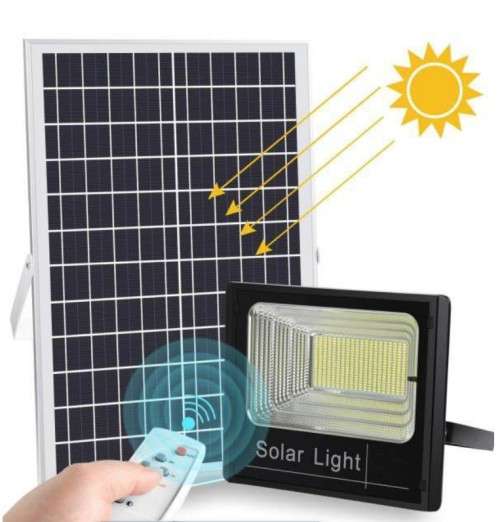 100W Solar Flood Light with Panel and remote included