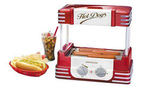 Retro Series Hotdog Rollers - Removeable Drip Tray - Adjustable Heat Settings