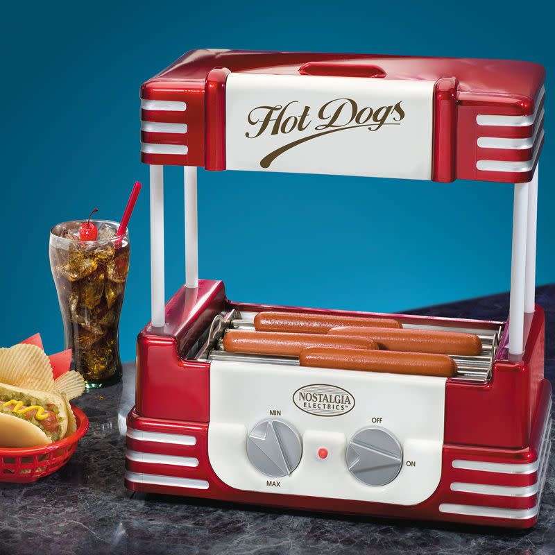 Retro Series Hotdog Rollers - Removeable Drip Tray - Adjustable Heat Settings