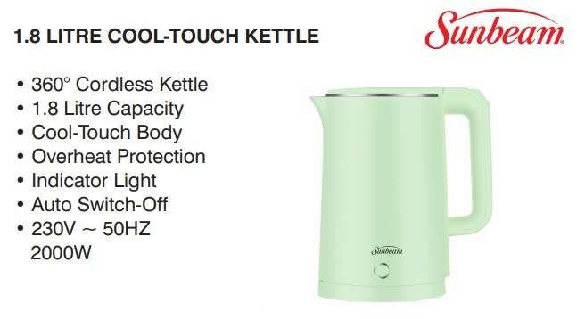 Sunbeam 1.8L Cool-Touch Kettle - Light Green