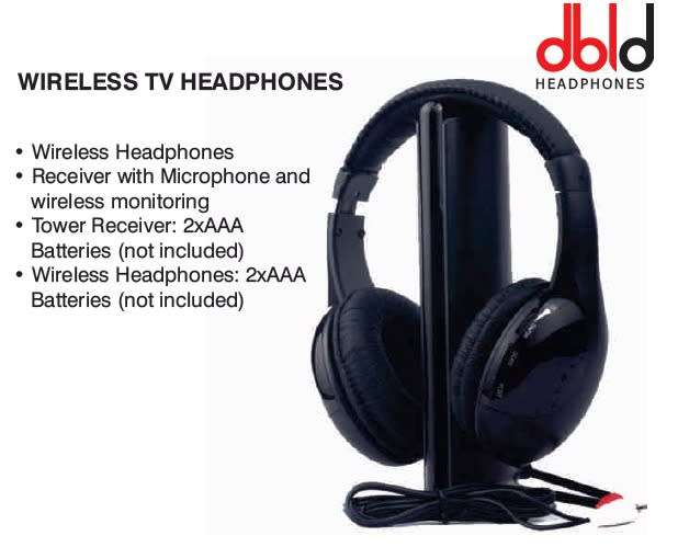 DBLD Wireless TV Headphones - Receiver with Microphone - Wireless Monitoring