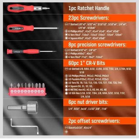 MASSIVE  100  piece CHROME VANADIUM Screwdrivers and Bits Set