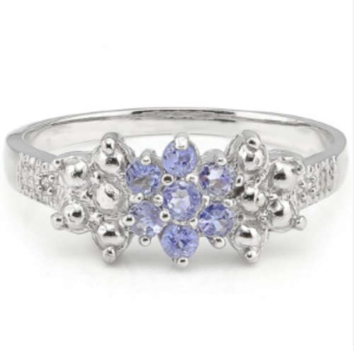Genuine Tanzanite and Diamond Ring
