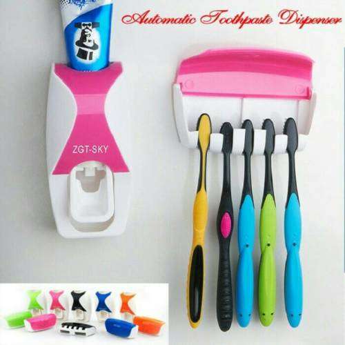 Automatic Toothpaste Dispenser + Toothbrush Holder