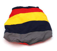 Doggy Jacket - Red, yellow grey stripes material