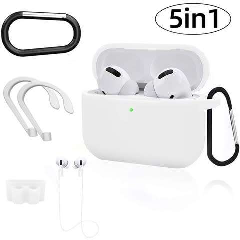 5 in 1 Silicone Protective Cover Accessories Kit for AirPods Pro - White
