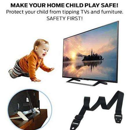 Adjustable TV and Furniture Anti Tilt Wall Fixed Strap - Pack of 2