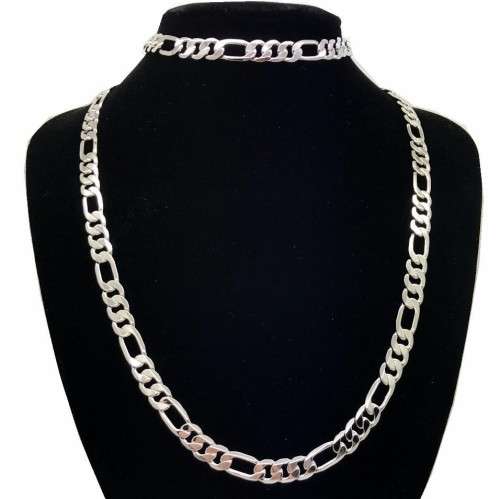 6mm Heavy TITANIUM STEEL Figaro Chain Necklace and Bracelet SET