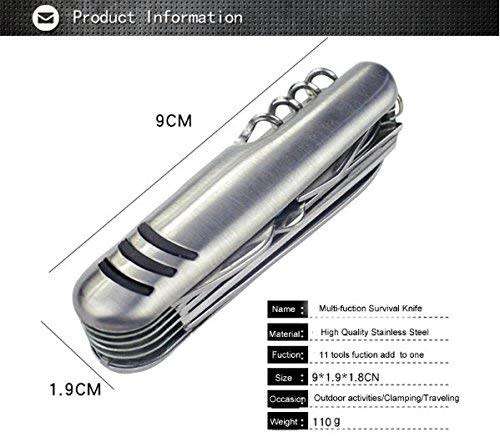 11 in 1 Function Stainless Steel Multi Functional Swiss Army Style Knife