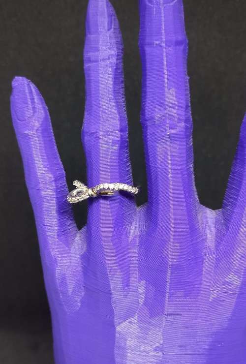 Adjustable Silver Crystal Ring - Bow