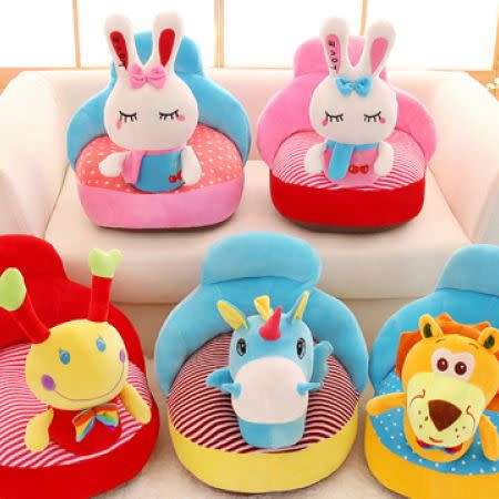 Baby Support Seat Soft Plush Cushion - Blue Unicorn